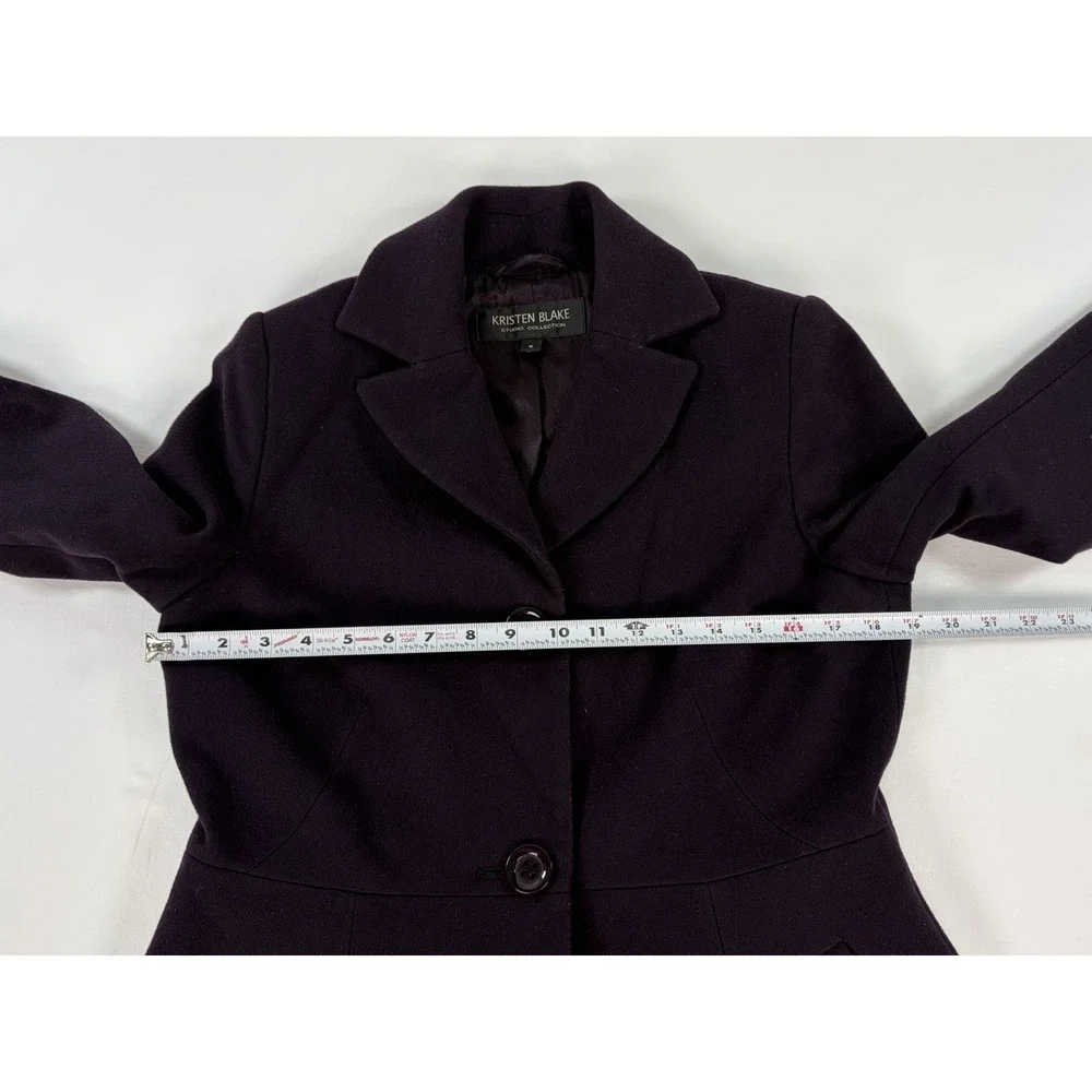 Kristen Blake Studio Collection Wool Cashmere Pea Coat Plum Purple Women's 6
